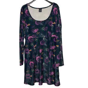 Disney Villains Empire Waist Velvet Dress Sz 3X Roses Skull Goth Punk Snake